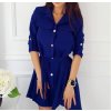 Šaty košilové dlouhý 3/4 rukávem dámské s kapsou tenké (uni s-l) ITALSKá MóDA IM318335/DR (Velikost S/M/L, Barva bílá)