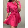 Šaty košilové dlouhý 3/4 rukávem dámské s kapsou tenké (uni s-l) ITALSKá MóDA IM318335/DR (Velikost S/M/L, Barva bílá)
