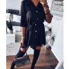 Šaty košilové dlouhý 3/4 rukávem dámské s kapsou tenké (uni s-l) ITALSKá MóDA IM318335/DR (Velikost S/M/L, Barva bílá)