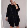 Mikina prodloužená s kapucí na zip dlouhý rukáv dámská (L/XL ONE SIZE) ITALSKÁ MÓDA IMD21958/DR (Velikost S/M/L, Barva Černá)