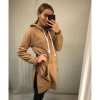 Mikina oversize bavlněná dlouhý rukáv s kapucí dámská (S/M ONE SIZE) ITALSKÁ MÓDA IMWK21064/DR (Velikost S/M/L, Barva hnědá camel)