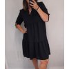 Šaty košilové dlouhý rukáv dámské (M/L ONE SIZE) ITALSKÁ MÓDA IM321524/dr (Velikost M/L, Barva Černá)