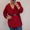 Šaty košilové s páskem dlouhý rukáv dámské (2XL/3XL ONE SIZE) ITALSKÁ MÓDA IM321525/DR (Velikost 2XL/3XL, Barva Černá)