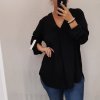Šaty košilové s páskem dlouhý rukáv dámské (2XL/3XL ONE SIZE) ITALSKÁ MÓDA IM321525/DR (Velikost 2XL/3XL, Barva Černá)