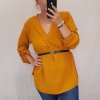 Šaty košilové s páskem dlouhý rukáv dámské (2XL/3XL ONE SIZE) ITALSKÁ MÓDA IM321525/DR (Velikost 2XL/3XL, Barva Černá)