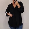 Šaty košilové s páskem dlouhý rukáv dámské (2XL/3XL ONE SIZE) ITALSKÁ MÓDA IM321525/DR (Velikost 2XL/3XL, Barva Černá)