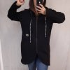 Kabát mikina na zip dlouhý rukáv dámská nadrozměr (XL/2XL ONE SIZE) ITALSKÁ MODA IM421ELA (Velikost XL/2XL, Barva Černá)