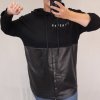 Mikina oversize balvněná dlouhý rukáv s kapucí dámská koženka (XL/2XL ONE SIZE) ITALSKÁ MÓDA IMW21047/DR (Velikost XL/2XL, Barva Černá)