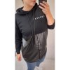 Mikina oversize balvněná dlouhý rukáv s kapucí dámská koženka (XL/2XL ONE SIZE) ITALSKÁ MÓDA IMW21047/DR (Velikost XL/2XL, Barva Černá)