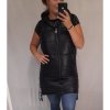 Vesta šusťáková s kapucí dámská (M/L ONE SIZE) ITALSKÁ MÓDA IMD21BIBI/DR (Velikost M/L, Barva Černá)