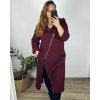 Mikina prodloužená na zip alá cardigan dámská nadrozměr  (48/50/52 ONE SIZE) ITALSKá MóDA IM521205/DUR (Velikost S/M/L, Barva červená)