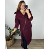 Mikina prodloužená na zip alá cardigan dámská nadrozměr  (48/50/52 ONE SIZE) ITALSKá MóDA IM521205/DUR (Velikost S/M/L, Barva červená)
