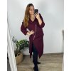 Mikina prodloužená na zip alá cardigan dámská nadrozměr  (48/50/52 ONE SIZE) ITALSKá MóDA IM521205/DUR (Velikost S/M/L, Barva červená)