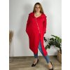 Mikina prodloužená na zip alá cardigan dámská nadrozměr  (48/50/52 ONE SIZE) ITALSKá MóDA IM521205/DUR (Velikost S/M/L, Barva červená)