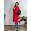 Mikina prodloužená na zip alá cardigan dámská nadrozměr  (48/50/52 ONE SIZE) ITALSKá MóDA IM521205/DUR (Velikost S/M/L, Barva červená)