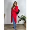Mikina prodloužená na zip alá cardigan dámská nadrozměr  (48/50/52 ONE SIZE) ITALSKá MóDA IM521205/DUR (Velikost S/M/L, Barva červená)
