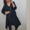 Mikina prodloužená na zip alá cardigan dámská nadrozměr  (48/50/52 ONE SIZE) ITALSKá MóDA IM521205/DUR (Velikost S/M/L, Barva červená)