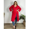 Mikina prodloužená na zip alá cardigan dámská nadrozměr  (48/50/52 ONE SIZE) ITALSKá MóDA IM521205/DUR (Velikost S/M/L, Barva červená)