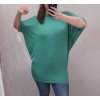 Tunika prodloužená oversize krátký rukáv dámská (L/XL ONE SIZE) ITALSKÁ MÓDA IM722017/DR (Velikost S/M/L, Barva zelená)