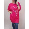Tunika prodloužená oversize krátký rukáv dámská nadrozměr (2XL/3XL ONE SIZE) ITALSKÁ MÓDA IM422353 (Velikost 2XL/3XL, Barva růžová)
