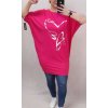 Tunika prodloužená oversize krátký rukáv dámská nadrozměr (2XL/3XL ONE SIZE) ITALSKÁ MÓDA IM422353 (Velikost 2XL/3XL, Barva růžová)