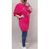 Tunika prodloužená oversize krátký rukáv dámská nadrozměr (2XL/3XL ONE SIZE) ITALSKÁ MÓDA IM422353 (Velikost 2XL/3XL, Barva růžová)