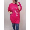 Tunika prodloužená oversize krátký rukáv dámská nadrozměr (2XL/3XL ONE SIZE) ITALSKÁ MÓDA IM422353 (Velikost 2XL/3XL, Barva růžová)