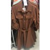 Šaty elegantní košilové 3/4 dlouhý rukáv dámské (UNI S/M) ITALSKÁ MÓDA IMM20817/DR (Velikost S/M/L, Barva tmavě béžová)