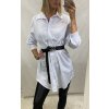Šaty košilové košile zúžená prodloužená dlouhý rukáv dámské (S/M ONE SIZE) ITALSKÁ MÓDA IMM20267/DR (Velikost S/M/L, Barva tmavě béžová)