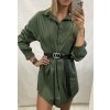Šaty košilové košile zúžená prodloužená dlouhý rukáv dámské (S/M ONE SIZE) ITALSKÁ MÓDA IMM20267/DR (Velikost S/M/L, Barva tmavě béžová)