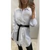 Šaty košilové košile zúžená prodloužená dlouhý rukáv dámské (S/M ONE SIZE) ITALSKÁ MÓDA IMM20267/DR (Velikost S/M/L, Barva tmavě béžová)