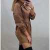 Šaty košilové košile zúžená prodloužená dlouhý rukáv dámské (S/M ONE SIZE) ITALSKÁ MÓDA IMM20267/DR (Velikost S/M/L, Barva tmavě béžová)