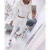 Souprava mikina krátká tepláky dlouhé dámská (S/M ONE SIZE) ITALSKÁ MÓDA IMM2032093/DU (Barva bílá)