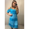 Šaty letní krajkové krátký rukáv dámské (S/M ONE SIZE) ITALSKÁ MÓDA IMM21738/DR (Velikost S/M/L, Barva světle modrá)