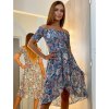 Šaty carmen žabičkované dámské (S/M ONE SIZE) ITALSKÁ MÓDA IMM21803/DR (Velikost S/M/L, Barva modrá)