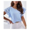 Tričko krátký rukáv krajkové dámské (S/M ONE SIZE) ITALSKÁ MÓDA IMM21A0443/DR (Velikost S/M/L, Barva bílá)