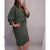 Šaty dlouhý rukáv dámské oversize (XL/4XL ONE SIZE) ITALSKÁ MÓDA IMM21102/DR (Velikost XL-4XL, Barva zelená)