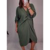Šaty dlouhý rukáv dámské oversize (XL/4XL ONE SIZE) ITALSKÁ MÓDA IMM21102/DR (Velikost XL-4XL, Barva zelená)