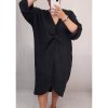 Šaty dlouhý rukáv dámské oversize (XL/4XL ONE SIZE) ITALSKÁ MÓDA IMM21102/DR (Velikost XL-4XL, Barva zelená)