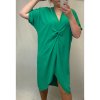 Šaty dlouhý rukáv dámské oversize (XL/4XL ONE SIZE) ITALSKÁ MÓDA IMM21102/DR (Velikost XL-4XL, Barva zelená)