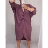 Šaty dlouhý rukáv dámské oversize (XL/4XL ONE SIZE) ITALSKÁ MÓDA IMM21102/DR (Velikost XL-4XL, Barva zelená)