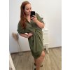 Šaty dlouhý rukáv dámské oversize (XL/4XL ONE SIZE) ITALSKÁ MÓDA IMM21102/DR (Velikost XL-4XL, Barva zelená)
