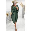 Šaty dlouhý rukáv dámské oversize (XL/4XL ONE SIZE) ITALSKÁ MÓDA IMM21102/DR (Velikost XL-4XL, Barva zelená)