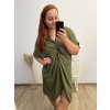 Šaty dlouhý rukáv dámské oversize (XL/4XL ONE SIZE) ITALSKÁ MÓDA IMM21102/DR (Velikost XL-4XL, Barva zelená)
