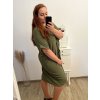Šaty dlouhý rukáv dámské oversize (XL/4XL ONE SIZE) ITALSKÁ MÓDA IMM21102/DR (Velikost XL-4XL, Barva zelená)