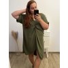 Šaty dlouhý rukáv dámské oversize (XL/4XL ONE SIZE) ITALSKÁ MÓDA IMM21102/DR (Velikost XL-4XL, Barva zelená)