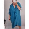 Šaty dlouhý rukáv dámské oversize (XL/4XL ONE SIZE) ITALSKÁ MÓDA IMM21102/DR (Velikost XL-4XL, Barva zelená)