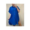 Šaty dlouhé letní košilové krátký rukáv dámské oversize (2XL/4XL ONE SIZE) ITALSKÁ MÓDA IMM2153076MS (Barva Černá)