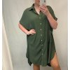 Šaty dlouhé letní košilové krátký rukáv dámské oversize (2XL/4XL ONE SIZE) ITALSKÁ MÓDA IMM2153076MS (Barva Černá)