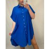 Šaty dlouhé letní košilové krátký rukáv dámské oversize (2XL/4XL ONE SIZE) ITALSKÁ MÓDA IMM2153076MS (Barva Černá)